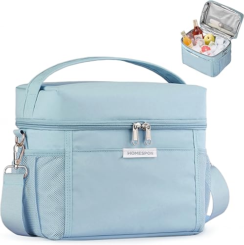 HOMESPON Lonchera para mujeres y hombres, bolsa de almuerzo aislada, impermeable, ligera, bolsa enfriadora para el trabajo, picnic, viajes (M, azul)