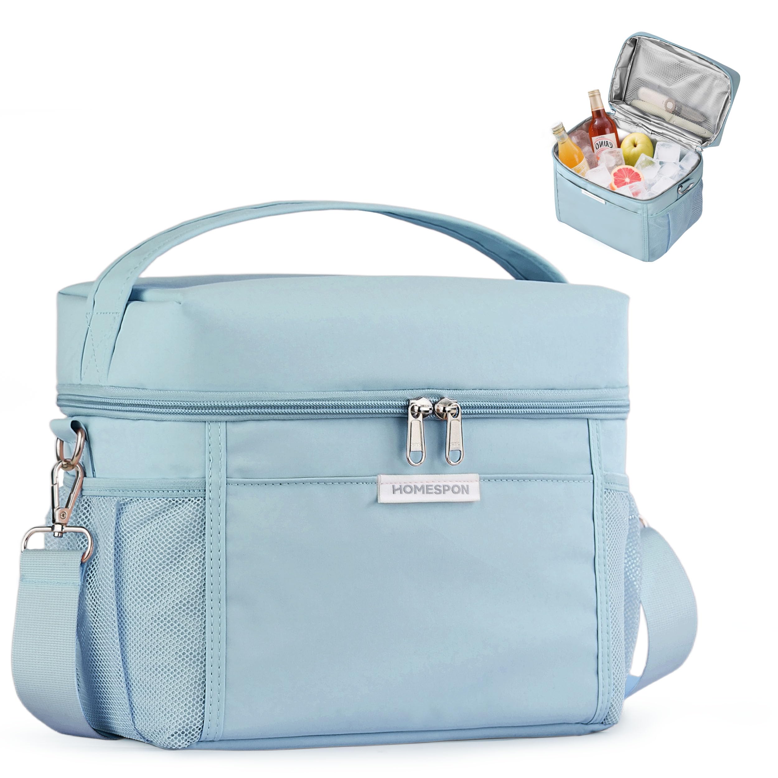 HOMESPON Kühltasche Klein Isoliert Faltbare Lunchtasche für Unterwegs, Picknick, Büro & Reise Thermotasche Lunch Bag mit Tragegriff, 8.5L/15L