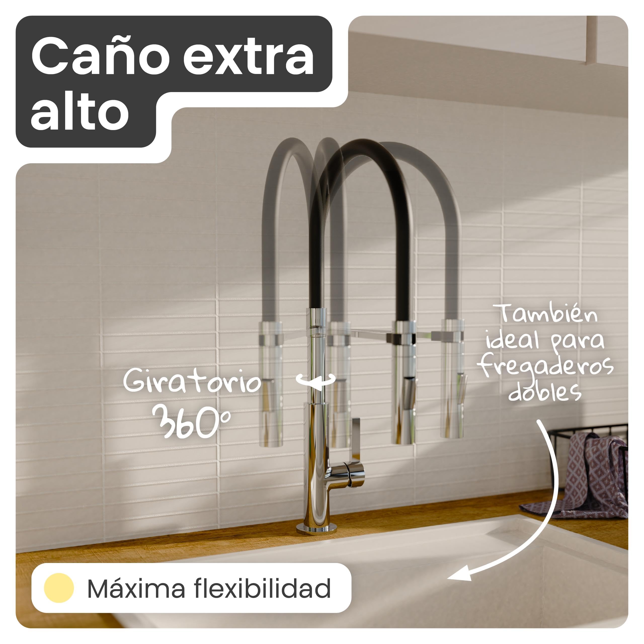 instmaier Nova | grifo de cocina | mezclador de fregadero con rociador de vajilla flexible | grifo mezclador para la cocina | grifo de cocina de movimiento libre