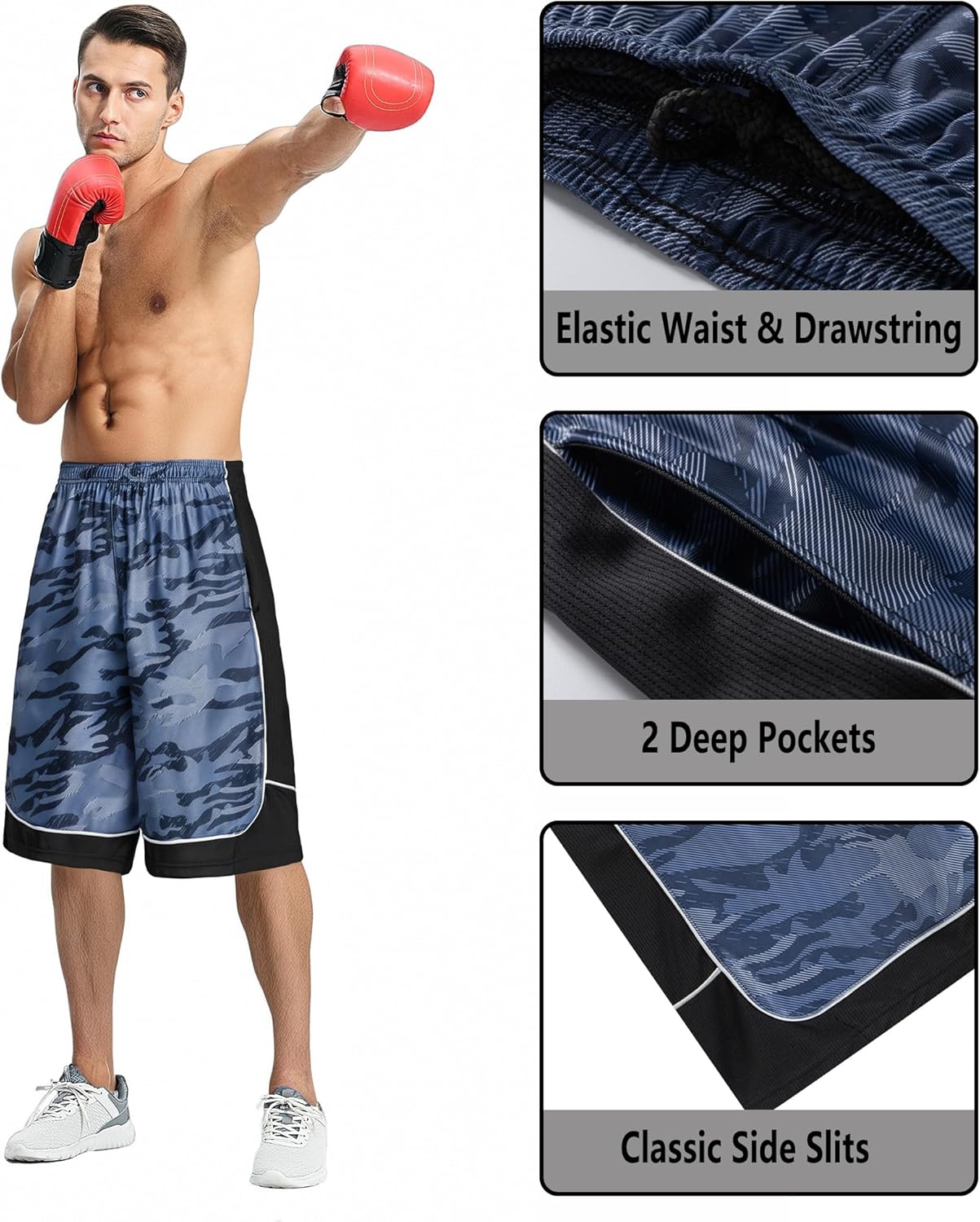PRTCYPNT Men's 11'' Cool Basketball Shorts with Pockets Long Gym Athletic Shorts Running Quick-Dry Drawstring - Image 4