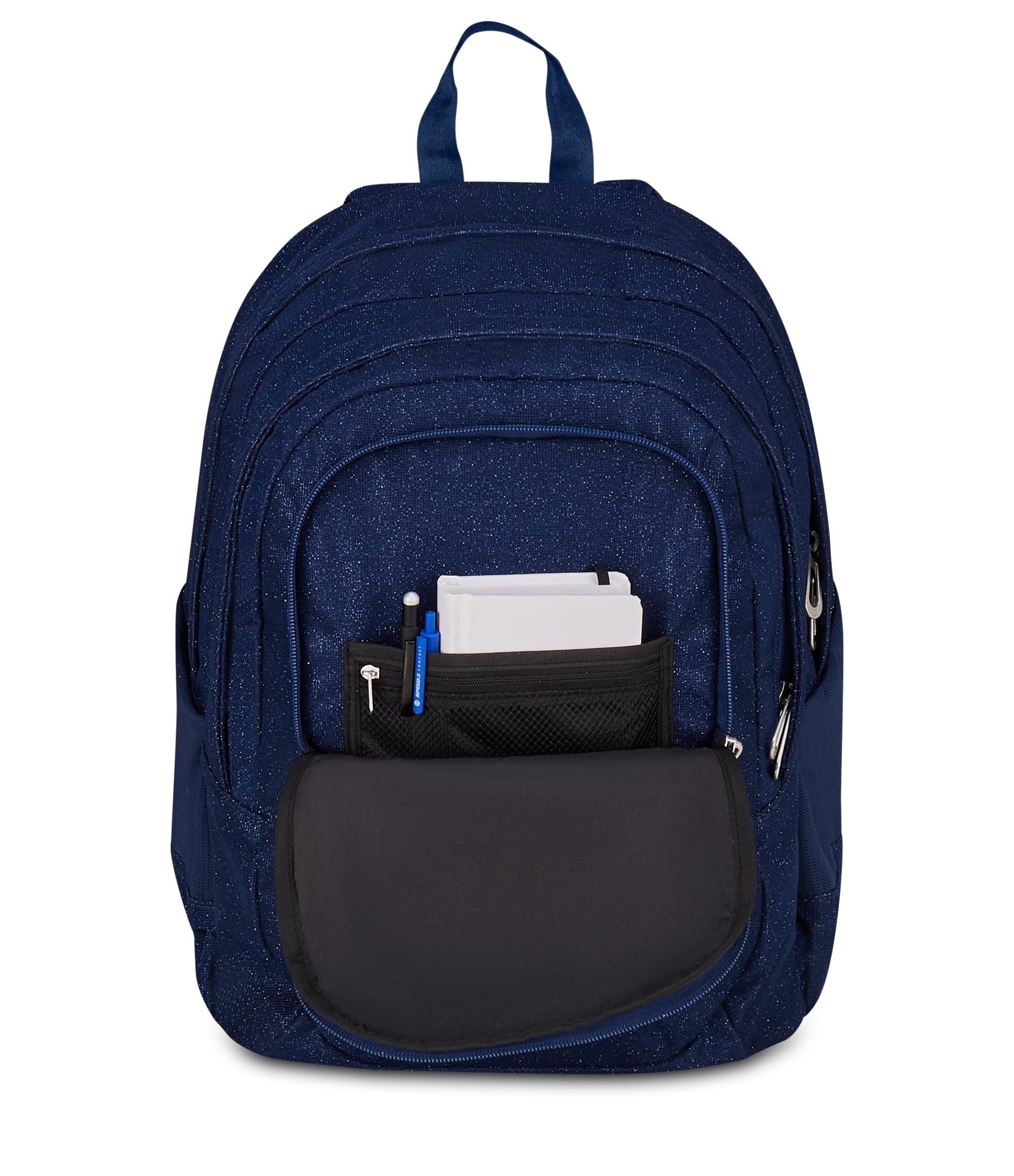 Seven Zaino Scuola SHINY TECH, Doppio Scomparto, Blu, Glitter, 30 L, Tasca frontale, Tasca portaborraccia, Scomparto porta pc, Scuola elementare, media e superiore, Bambina, Ragazza
