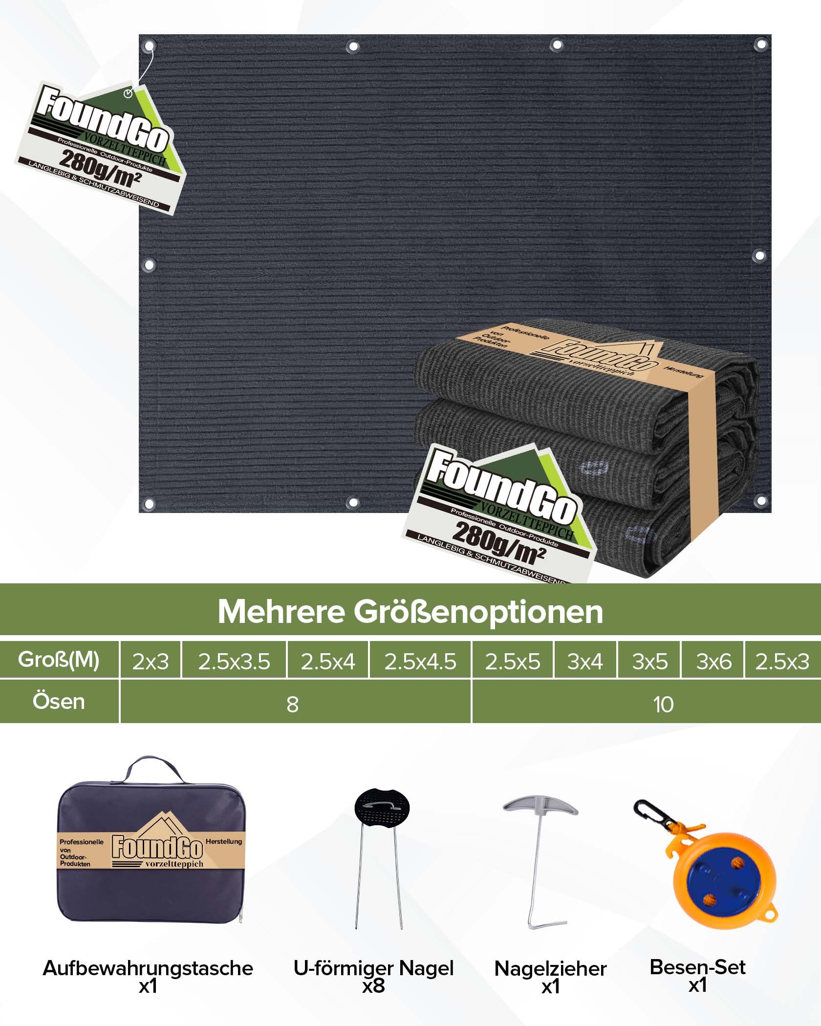 FoundGo Tapis de Sol Camping avec œillets