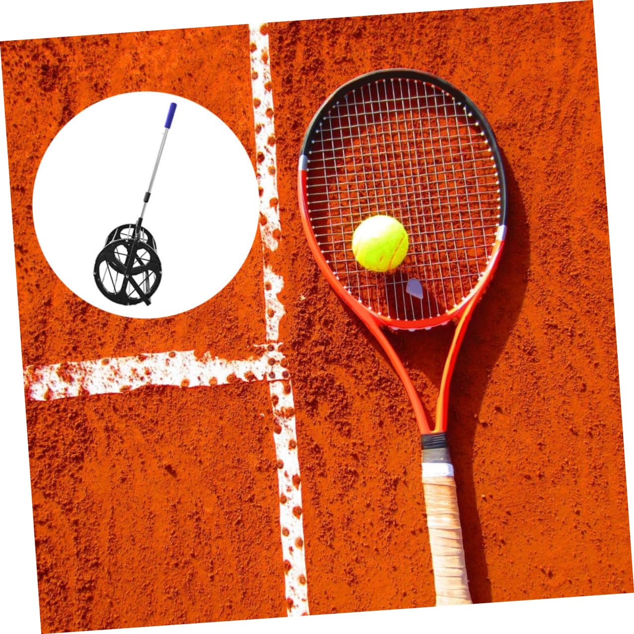 ibasenice Verstellbarer Tennisball Picker aus Nylon und Metall Tragbarer Tennisballroller mit 55 Bälle Kapazität zum Aufsammeln und Aufbewahren Beim Training