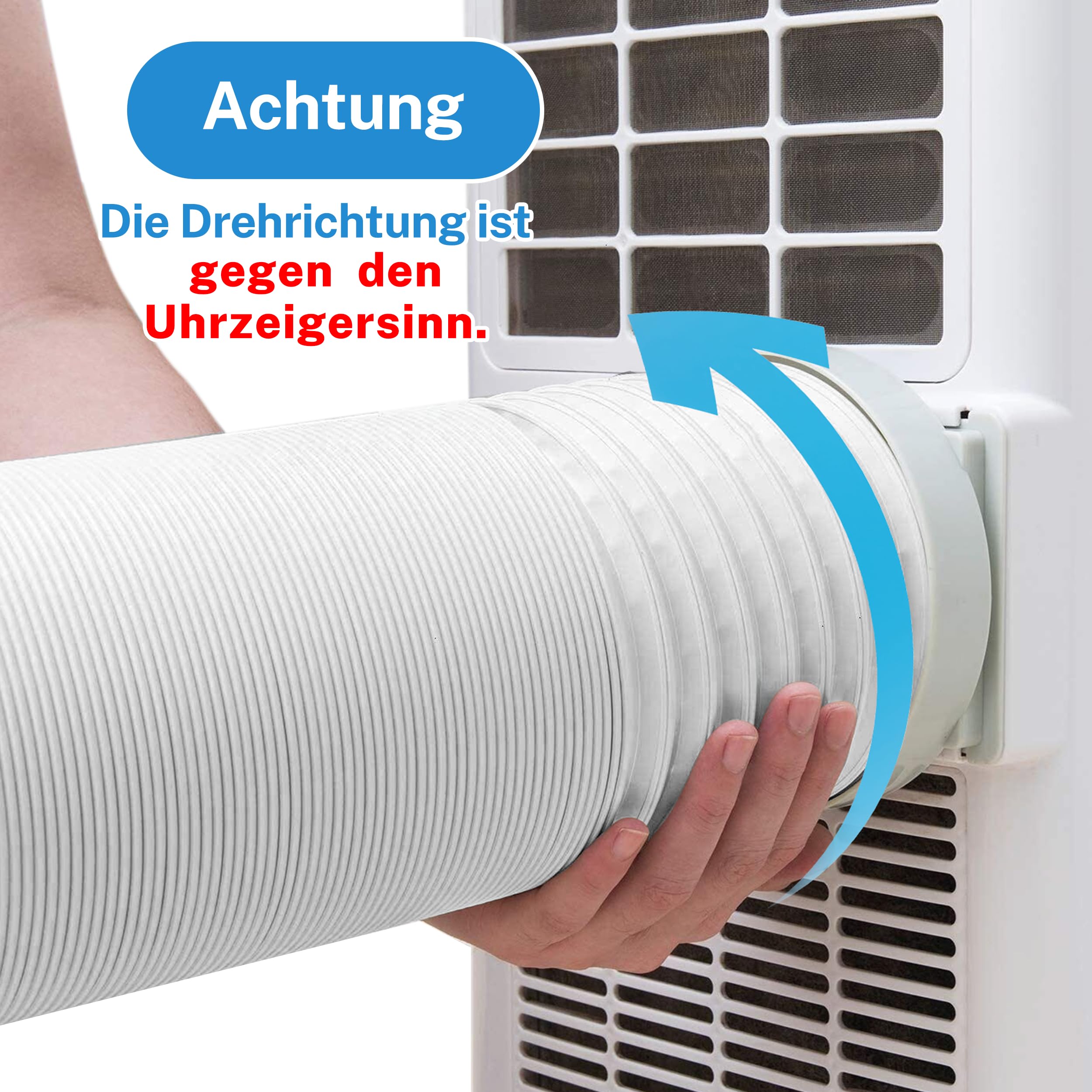 Hon&Guan Przenośny wąż klimatyzacyjny 150 mm do 2 m długości, wąż powietrza wylotowego, przeciwnie do ruchu wskazówek zegara, materiał PP, elastyczny, odporny na wysokie temperatury, kompatybilny