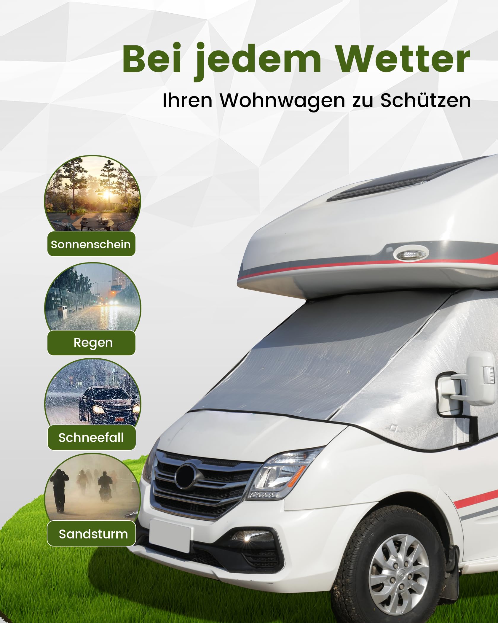 Frontscheibenabdeckung mit Reißverschluss, Umfassender Schutz vor Sonnen, Kalt und Staub, Silberne Scheibenabdeckung für FIAT Ducato Peugeot Boxer Citroen Jumper X250/290 2006-2024