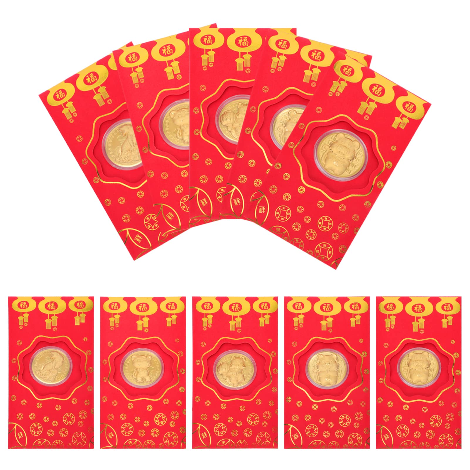 Toyvian 10pcs Red Pockets Portable Red Packets 2022 Zodiac Tiger Red Packets Chinese New Year Red Envelopes Hong Bao Tiger Red Envelopes Traditional Lucky Money Gift-image-10