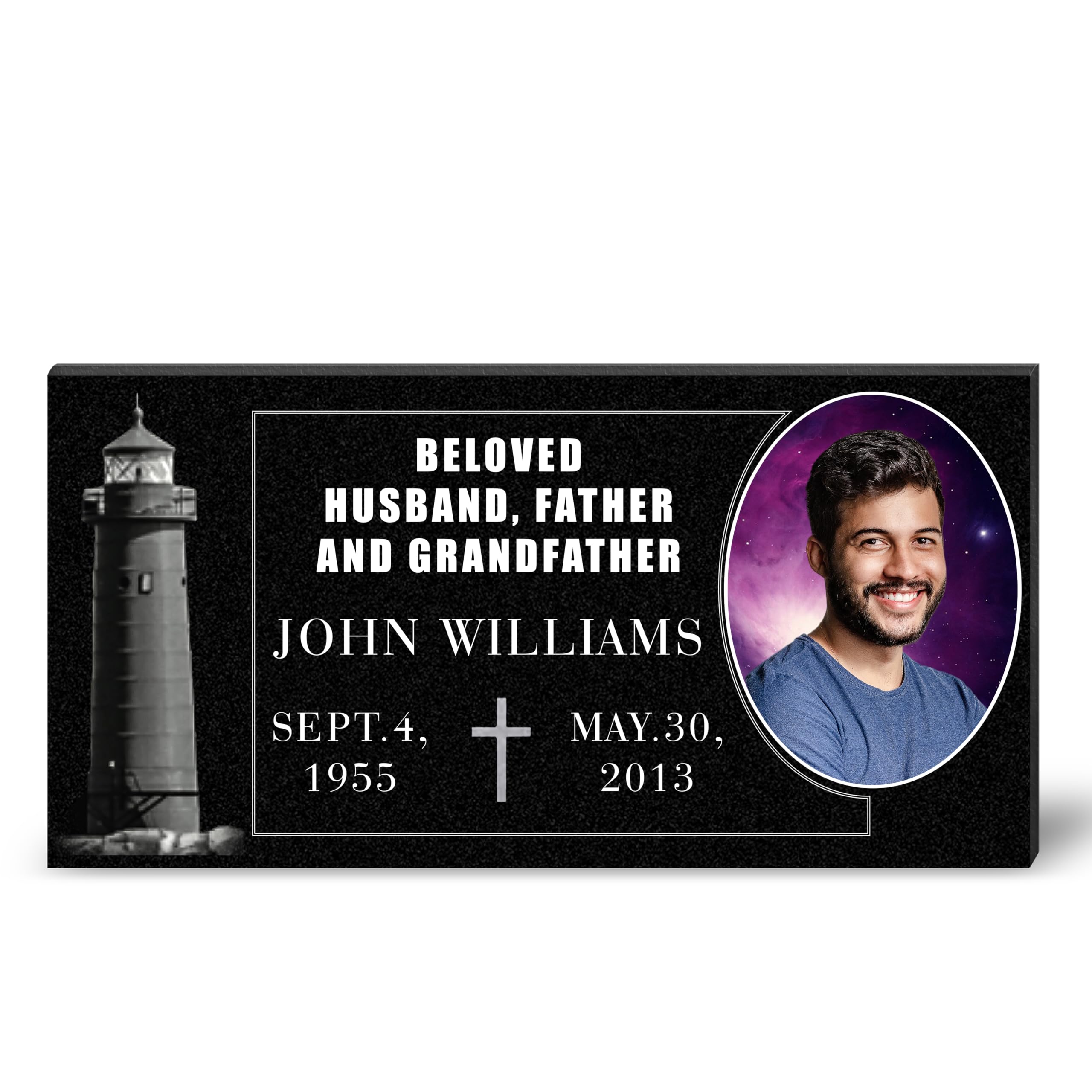 ADFSTONE Granite Memorial Plaque, Laser Engraved Grave Marker for Cemetery &amp; Memorial Garden, Weather Resistant Bereavement Gift for Deceased Family &amp; Pets, Durable Outdoor Headstone Décor