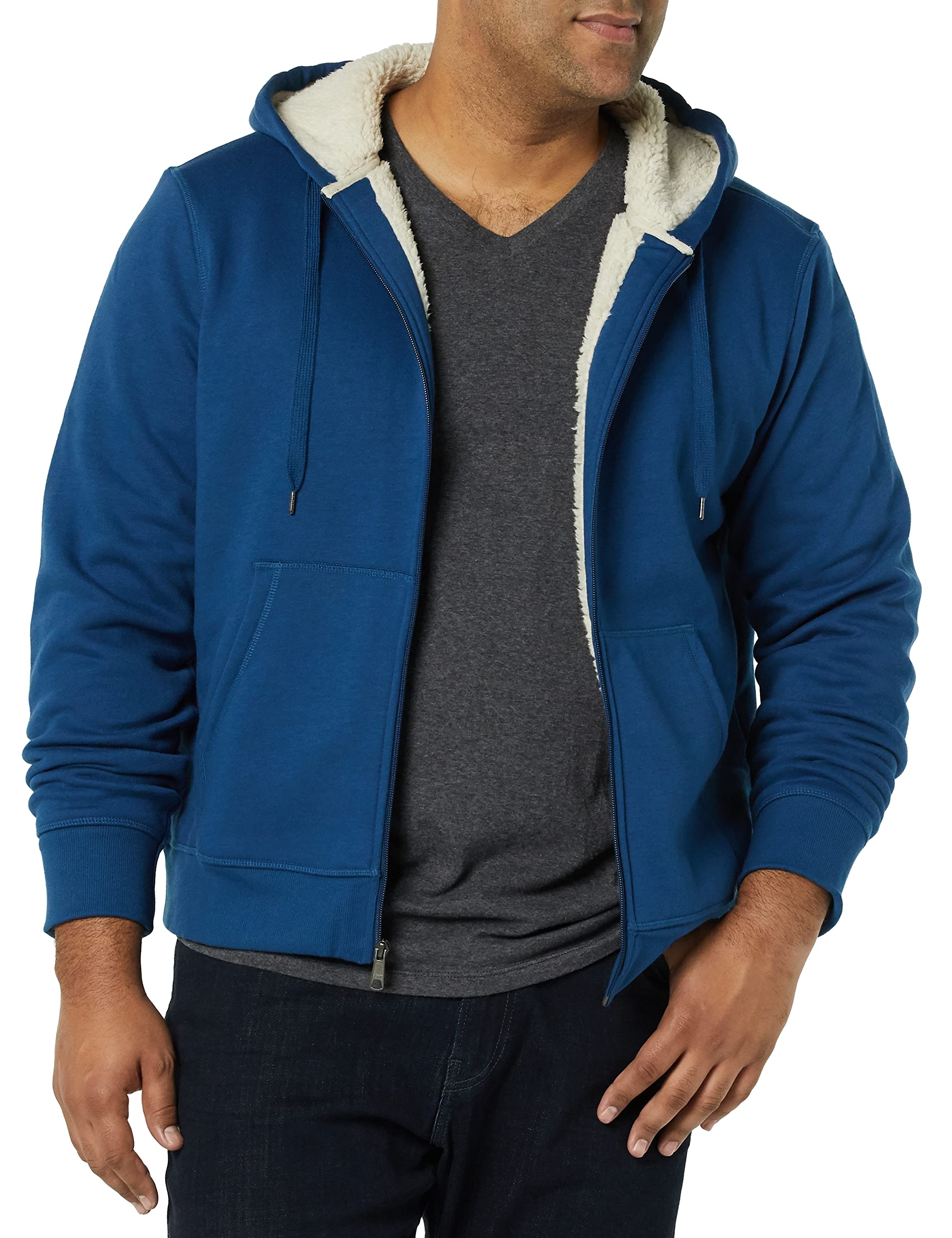 Amazon Essentials Felpa con Cappuccio e Cerniera Integrale in Pile Foderata in Sherpa Uomo