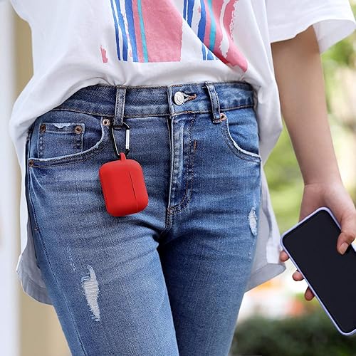 Vista 47 de Funda de silicona compatible con Apple AirPods Pro, funda protectora con mosquetón para AirPods 3 (luz de LED frontal visible)