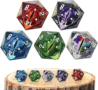 Dados de RPG | Dado de queijo de resina | Conjunto de dados de RPG poliédricos feitos à mão com bordas afiadas e belas inclusões para estética Pengzi