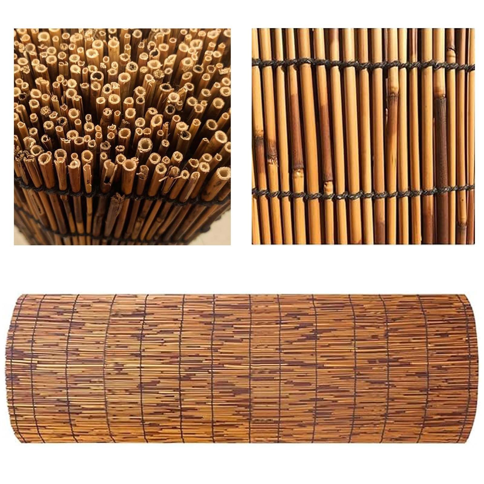 Recinzione In Canna Naturale Rinforzato,Arella In Canna Cannette In Bamboo Premium,Bamboo Recinzione In Diverse Misure,Canniccio Recinzione Facile Installare Per Balcone Gazebo Giardini(H5*L6.6ft(153*