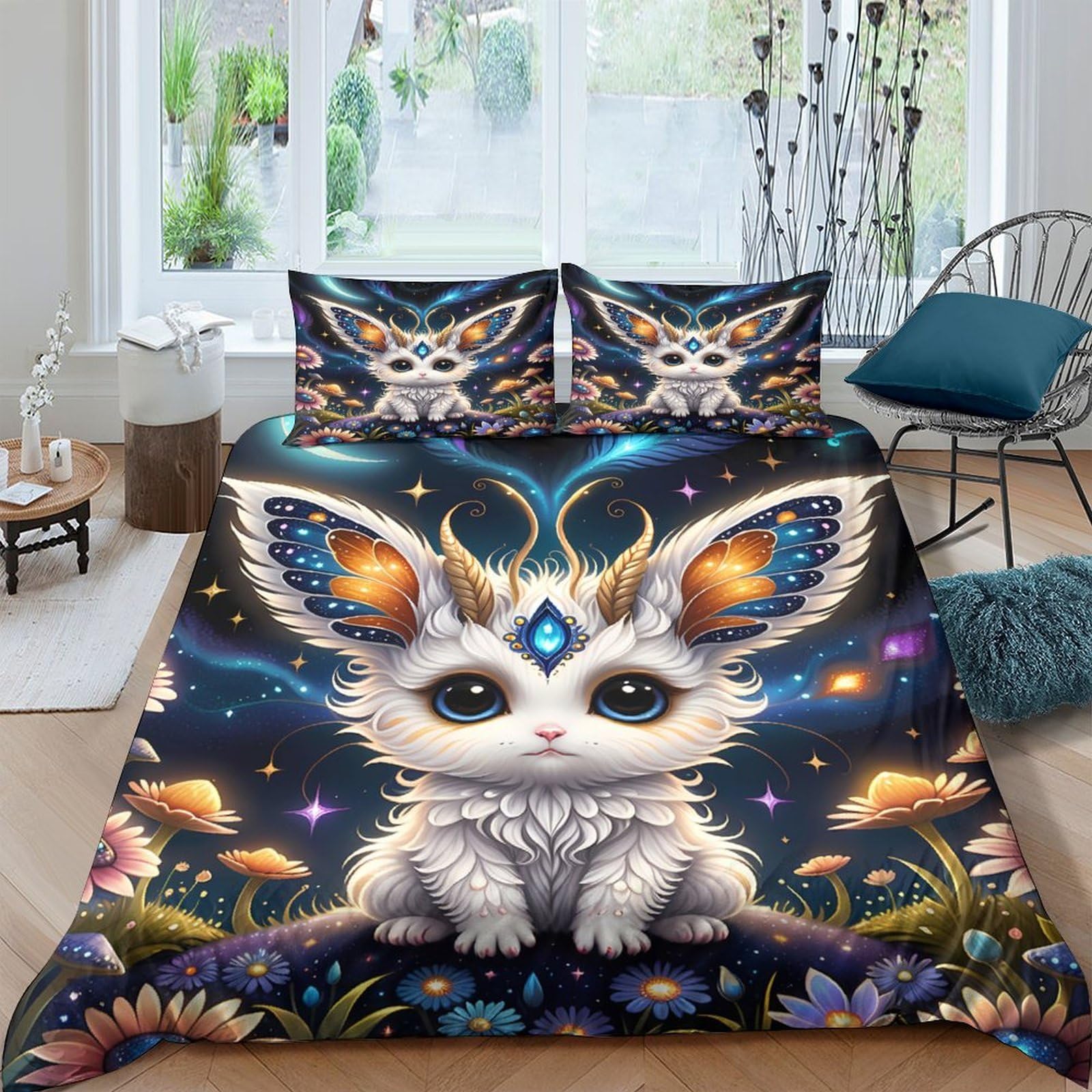 Ctjqhvkz Style-7 3D Printed Fantasy Animal Fitted Sheet Microfiber Soft Breathable Dreamland Forest Mattress Cover Bedroom Dorm Decor Single（135X200cm）