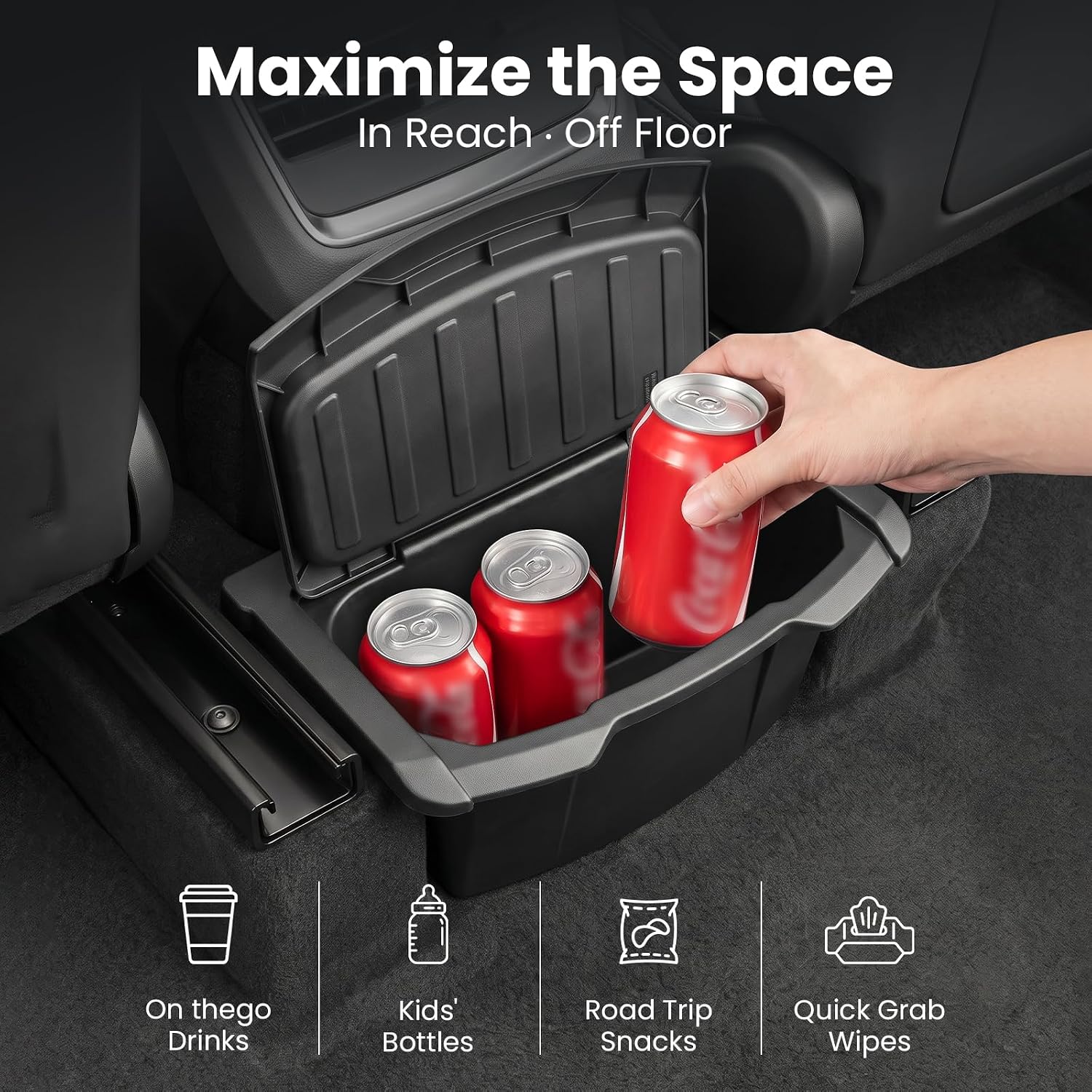 Rear Center Console Organizer for 2025 2026 Tesla Model Y Juniper image 3