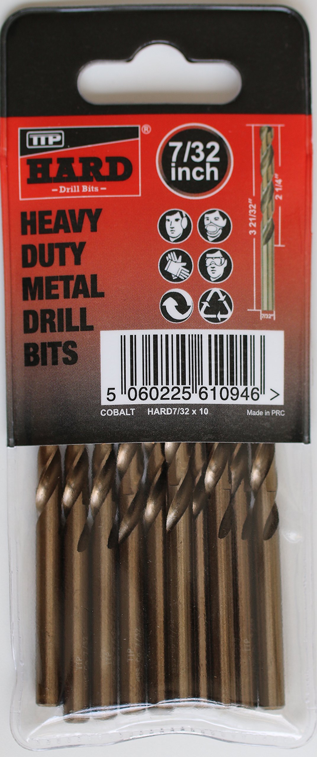 TTP HARDDrills 7/32 Drill bit - Cobalt Hardened bits for Drilling Hard Steel & Stainless, Heavy Duty Universal Drills for Cutting Tough Metal, Professional jobber Industrial 135 Degree Point