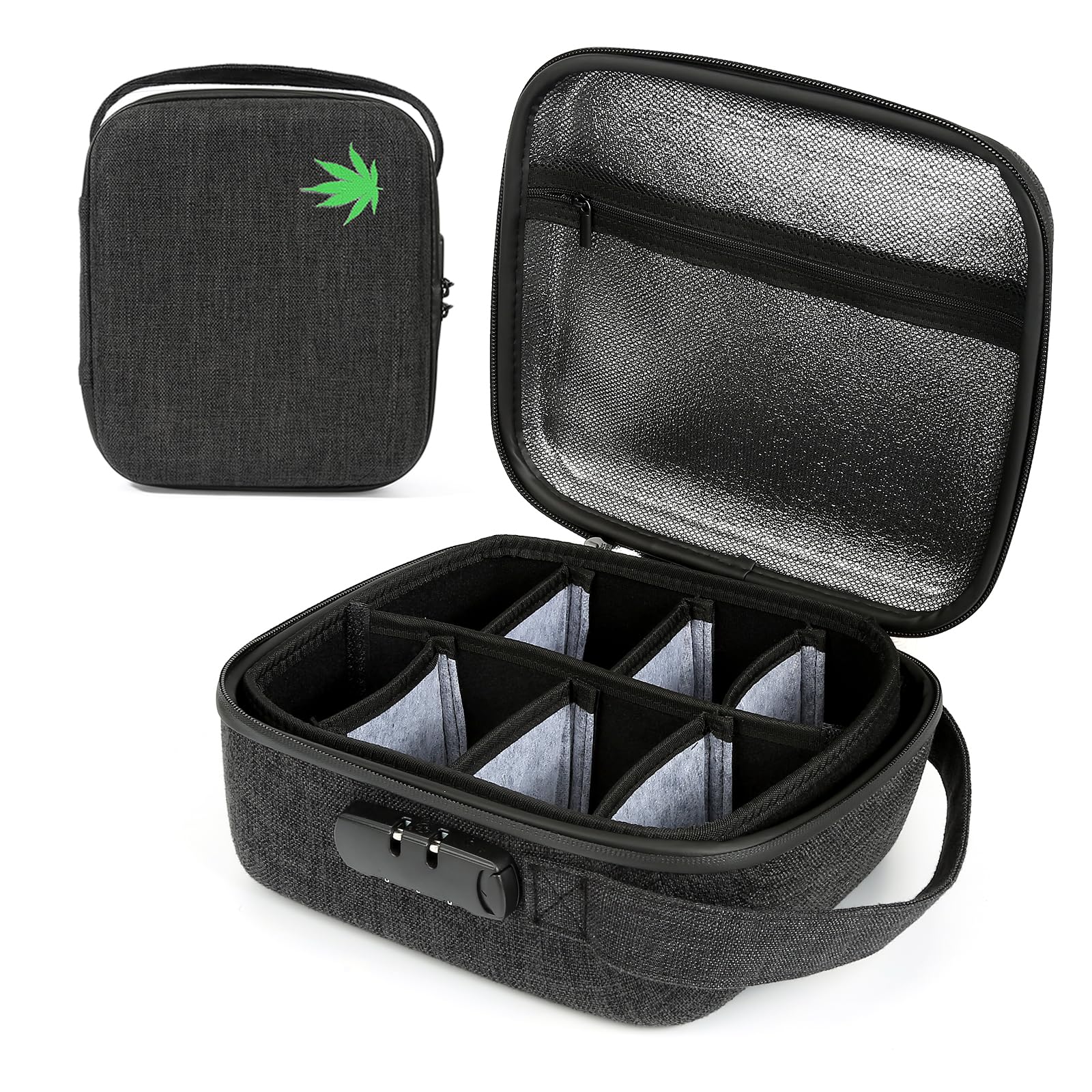 MTGPROSmell Proof Bag with Combination Lock Easy-Portable Protection Hard EVA Smell Proof Case,Container Travel Protective Carrying Stash Boxes for Travel Camping Storage (Black)