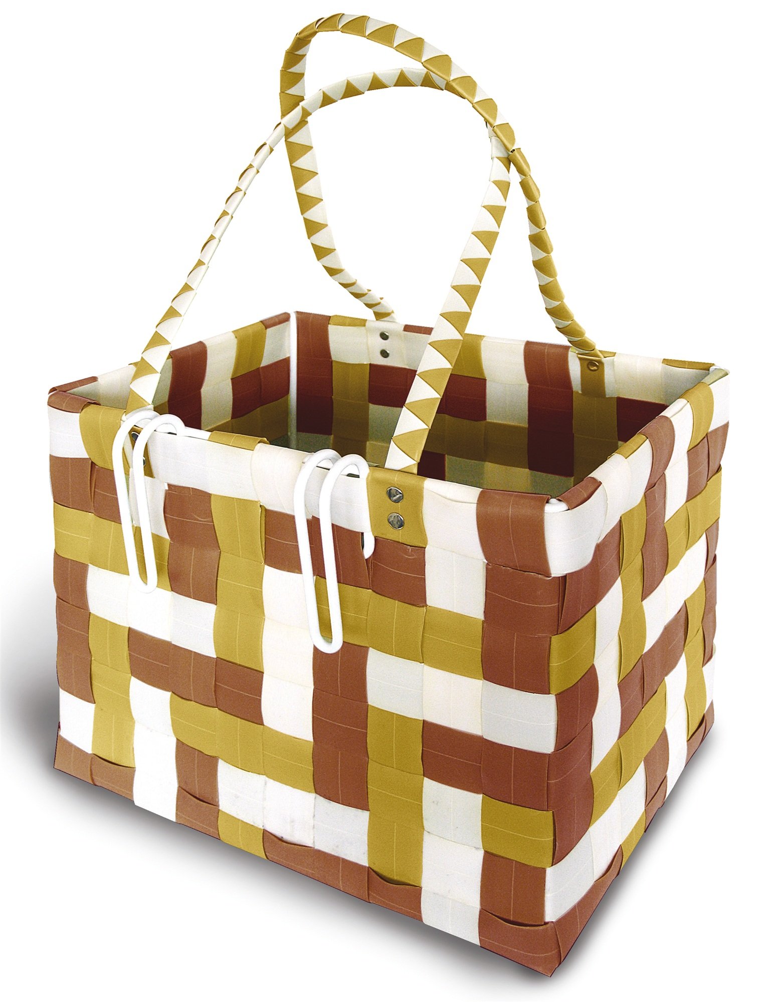 Basil Blossom Bicycle Basket (White/Brown/Gold)