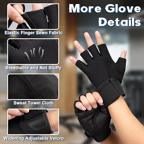 Miniatura 4 de Guantes de entrenamiento para hombres y mujeres, guantes de ejercicio transpirables y cómodos con soporte de muñeca para levantamiento de pesas,