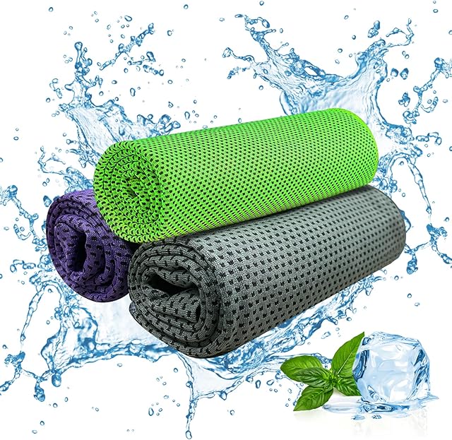 3PC Cooling Towels,40" x 12" Ice Towel,Cool Cold Towel for Neck,Quick Dry Fitness Towel for Instant Relief, Microfiber Ice Towel for Yoga, Golf, Gym, Camping, Running, Workout & More Activities