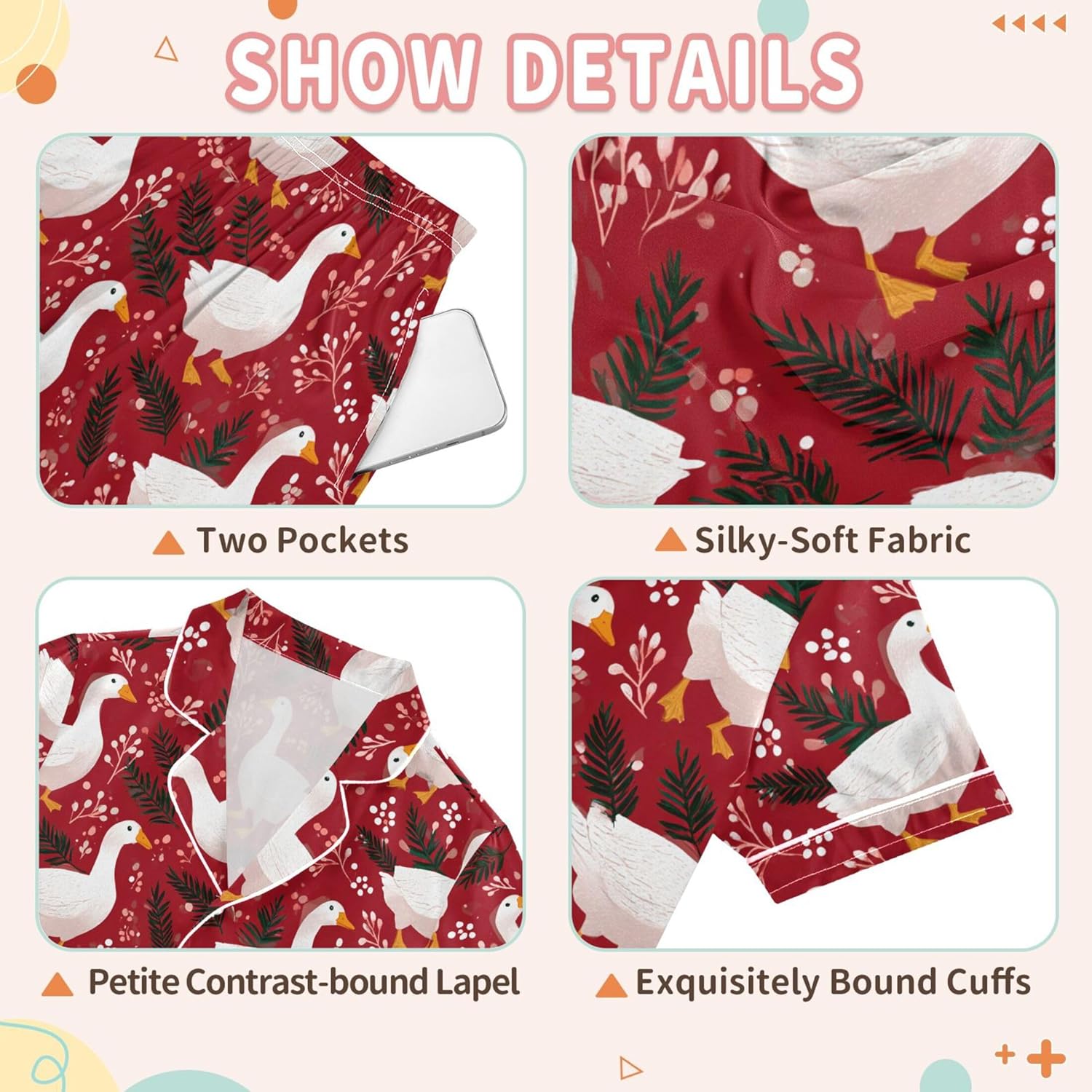 Silk Pajama Sets Short Sleeve Pajamas Soft Sleepwear 2 Piece Pjs Set