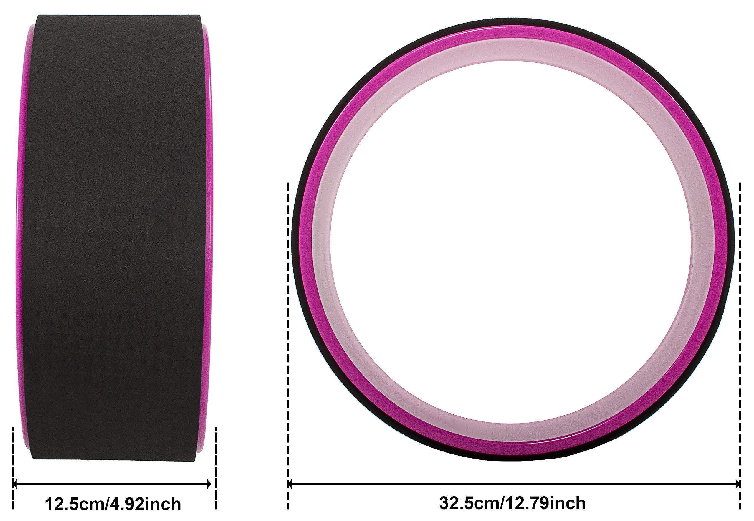 Fitvids Ruota da yoga per stretching, per allungare la colonna vertebrale e migliorare la flessibilità con superficie antiscivolo, attrezzatura per allenamento completo per una migliore mobilità