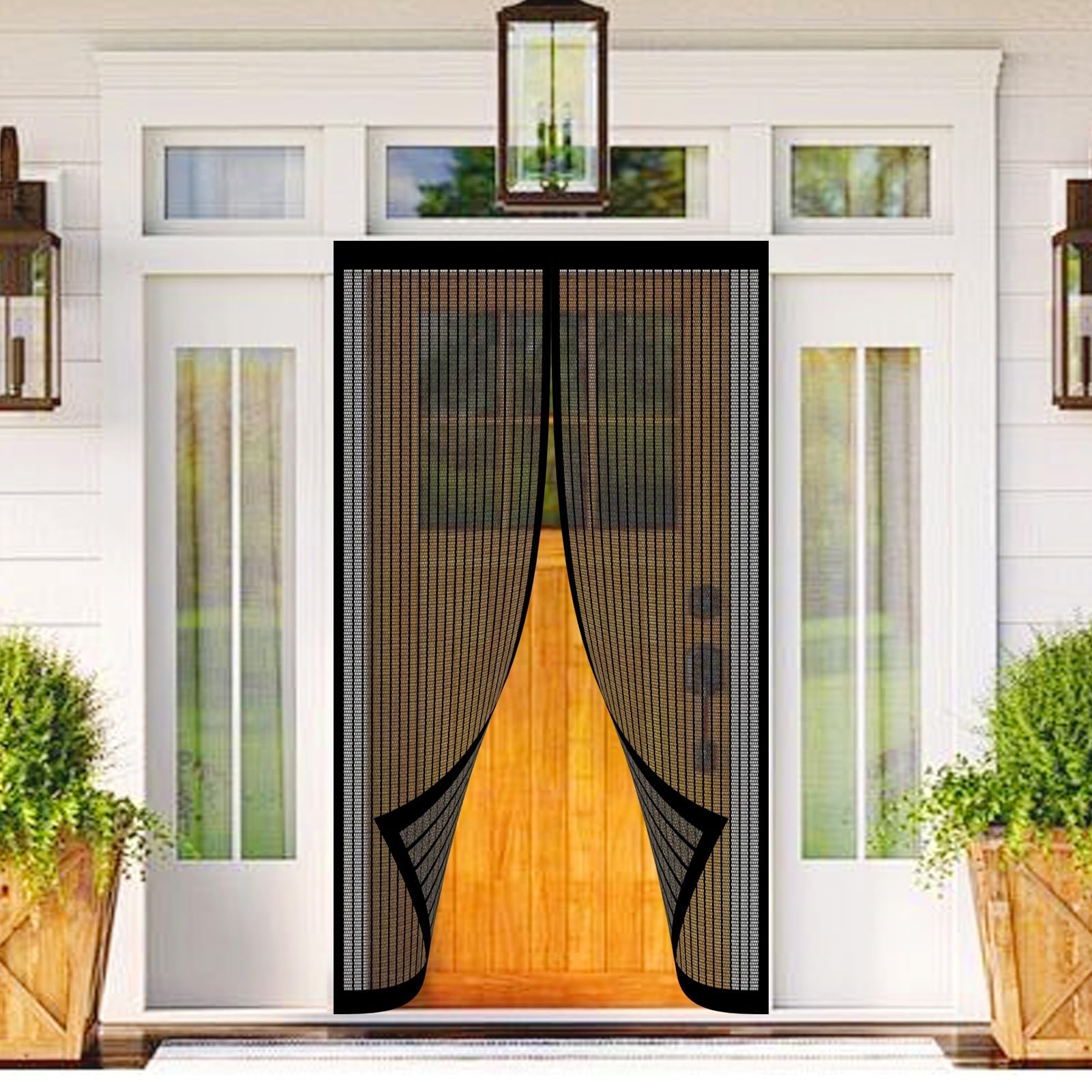 Baiyunfc Black Magnetic Fly Screen Door 77 X 191 Cm Fly Nets For Doors Keeping Bug Out Hands Free Automatically Closes Curtains For Kitchen, Terrace, Corridor,