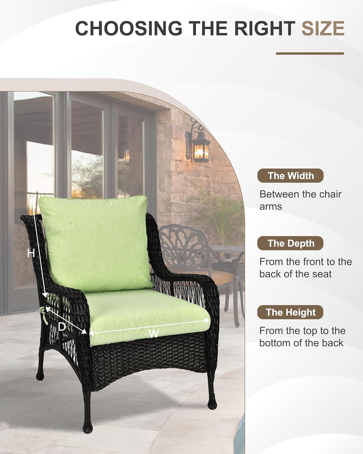 BPS 19 x 19 Inch Outdoor Chair Cushion Set, Fade-Resistant and Water-Resistant Solution-Dyed Polyester Fabric Patio Deep Seat Cushion with Removable Cover and Straps for Outdoor/Indoor Use