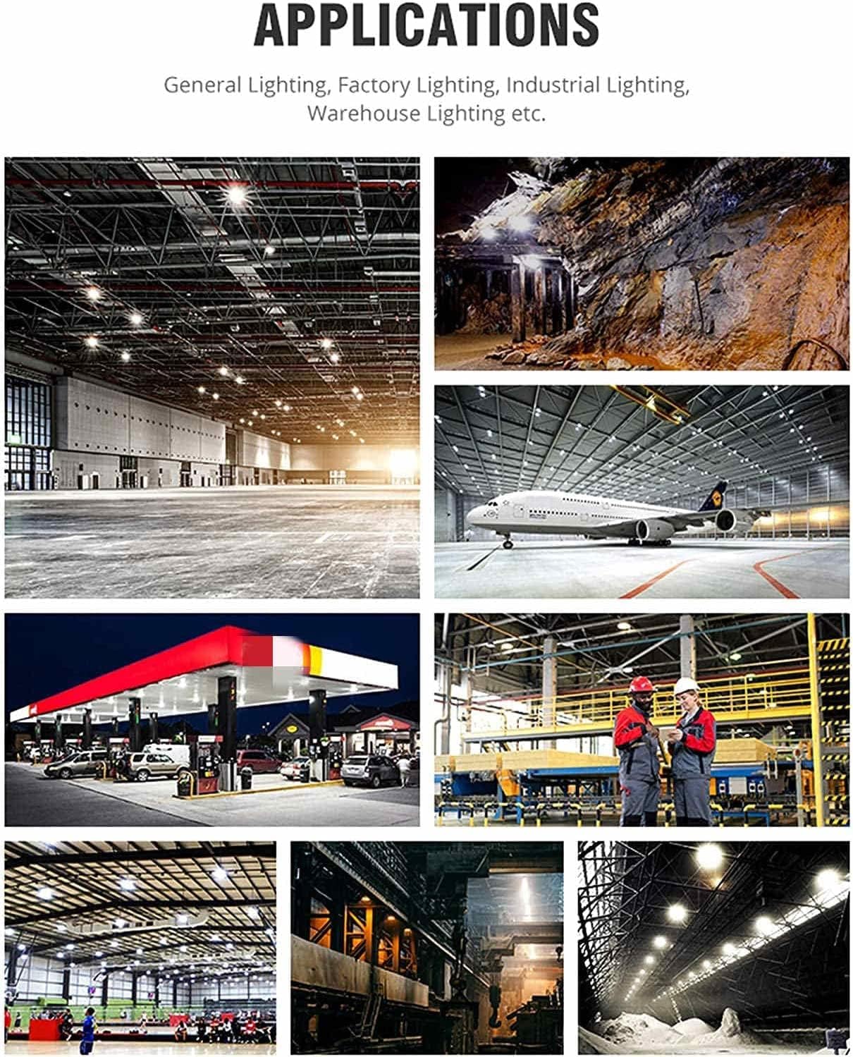 Q QINGCHEN UFO High Bay LED Light 100W 5000K White with US Plug 5 ft Cable LED Warehouse Light, High Bay Shop Light Fixtures for Factory Garage Gym