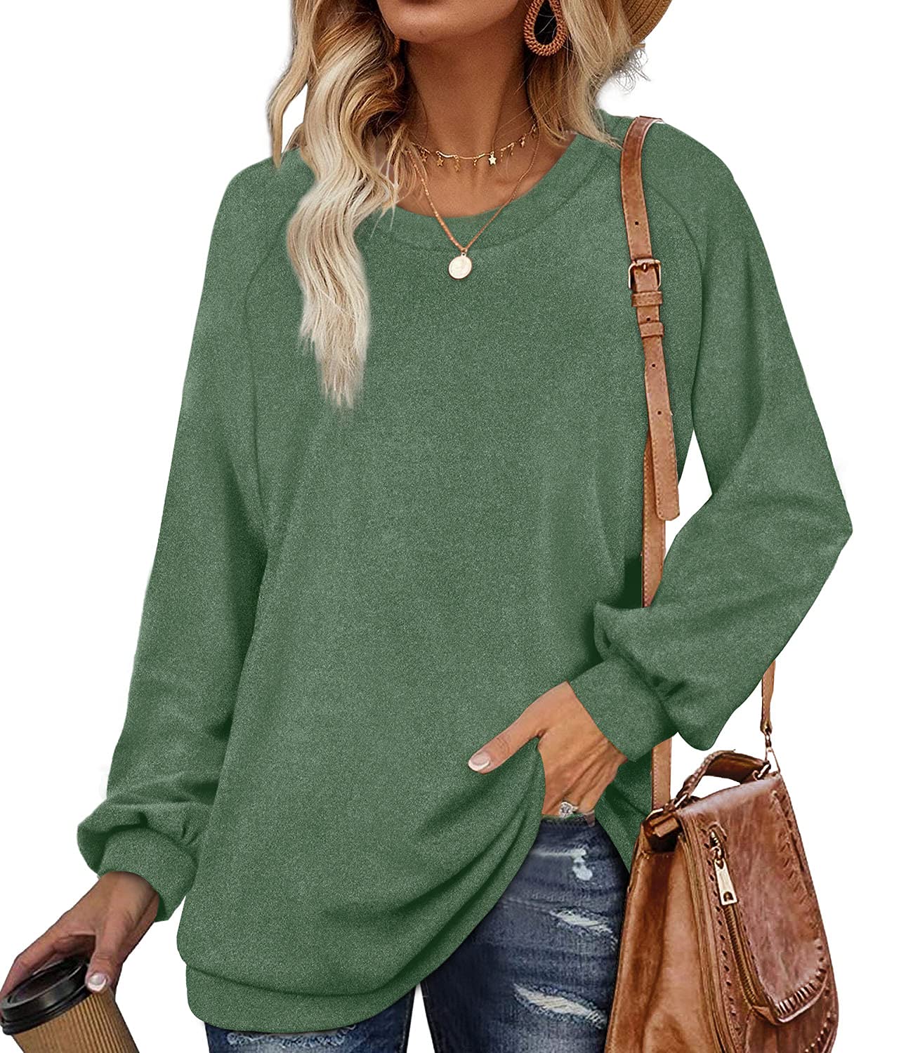 OFEEFANOversized Sweatshirt for Women Fleece Pullover Long Sleeve Tops Crewneck Casual 2023 Trendy Fall Clothes