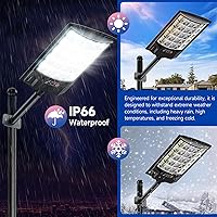 Vista 3 de Solar Street Lights Outdoor, 6500K Outside Waterproof LED Street Light Dusk to Dawn, Wide Angle Lamps with Motion Sensor & Remote Control, Solar
