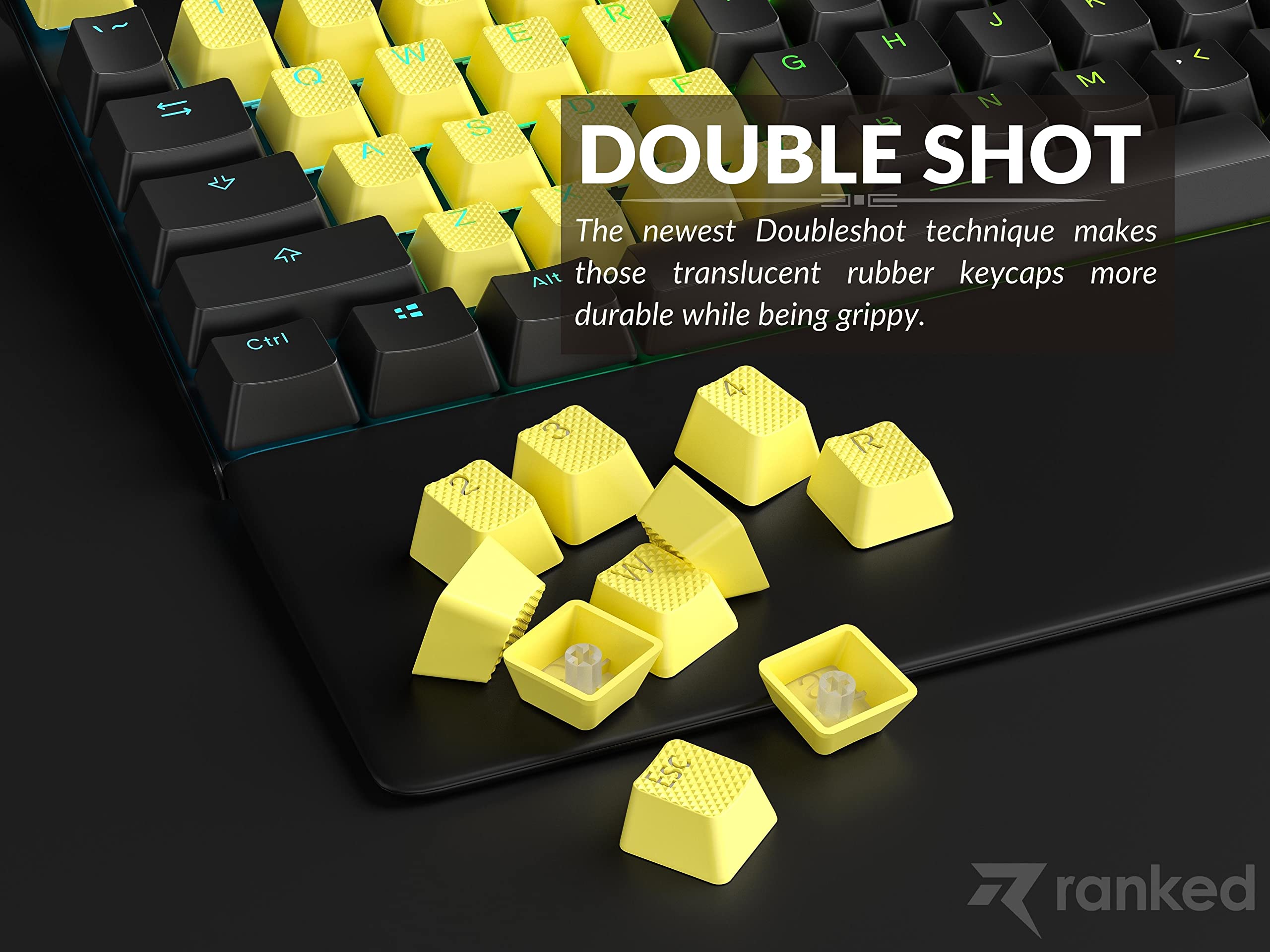 Ranked Rubber Keycap Set, Yellow, 23 Touches - Image 4