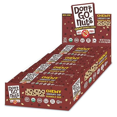 Dont Go Nuts Barras de granola masticables orgánicas sin nueces chispas de chocolate 12 unidades sin OMG sin gluten