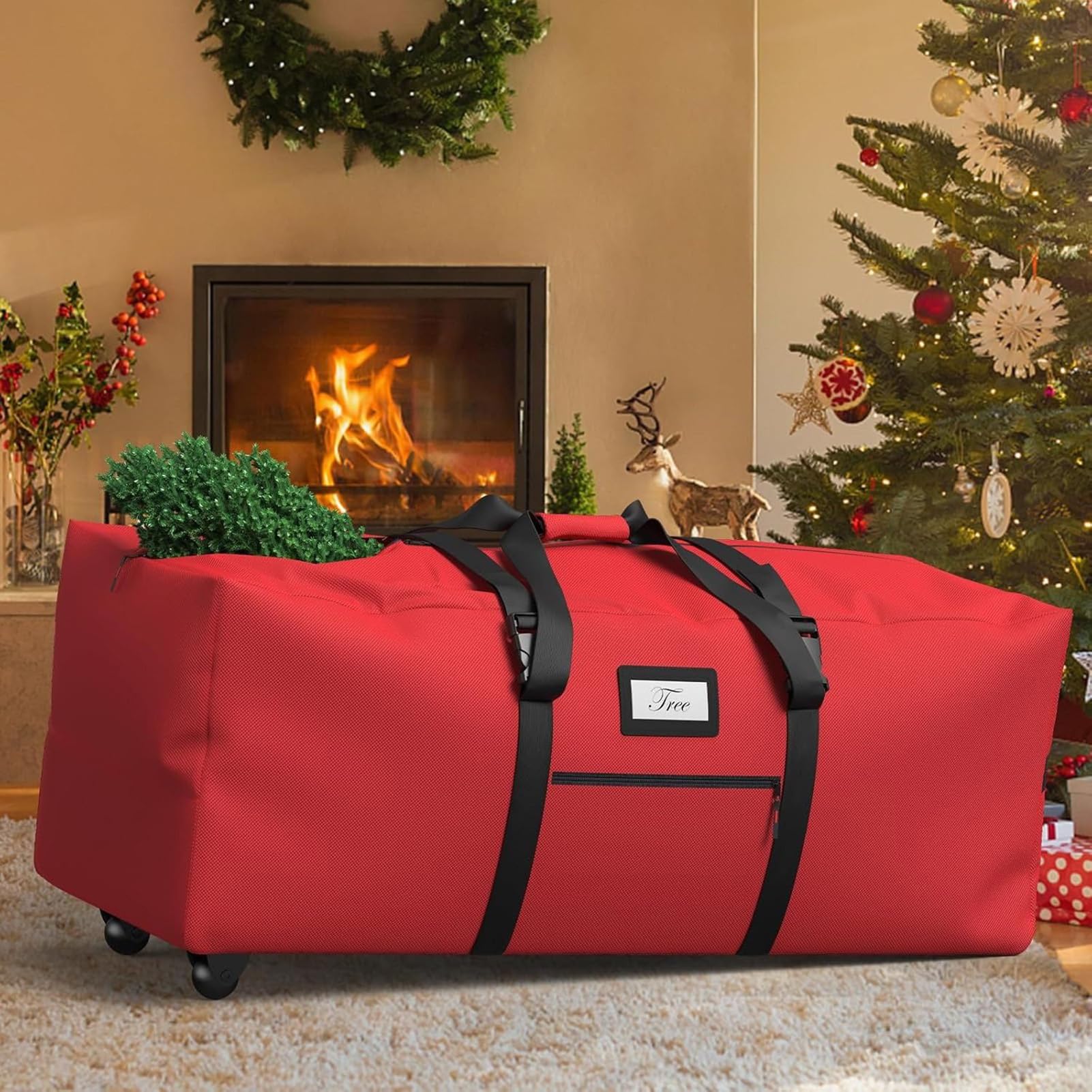 Borsa Per Albero Di Natale Borsa Impermeabile Con Cerniera Per Decorazioni | Borsa Albero Di Natale Con Ruote Per Esterno Cucina Camera Da Garage Trasloco Imballaggio Campeggio