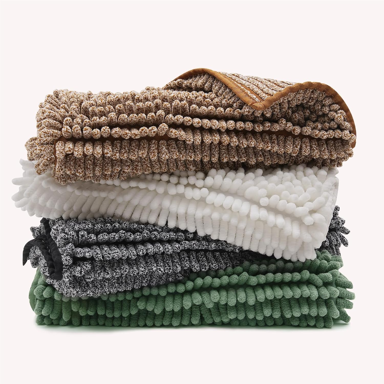 FRESHMINT Chenille Bath Rugs Extra Soft and Absorbent Microfiber Shag Rug, Non-Slip Runner Carpet for Tub Bathroom Shower Mat, Machine-Washable Durable Thick Area Rugs (Caramel Heather, 36" x 24")