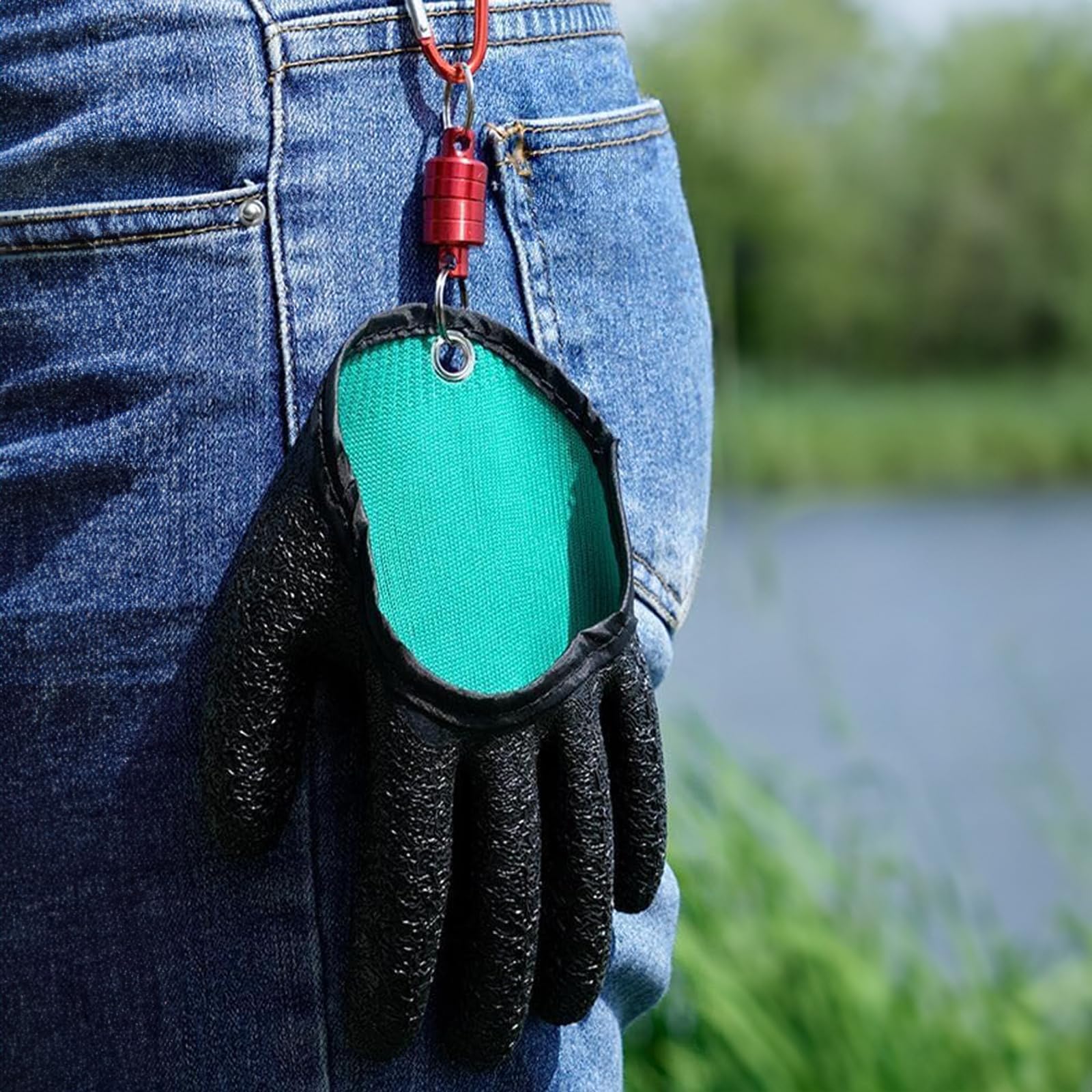 ACONDE Guantes de pesca resistentes a las picaduras, guantes de pesca con cierre magnético, guantes de pesca impermeables, para el manejo seguro de lucios, lucioperca, mano derecha