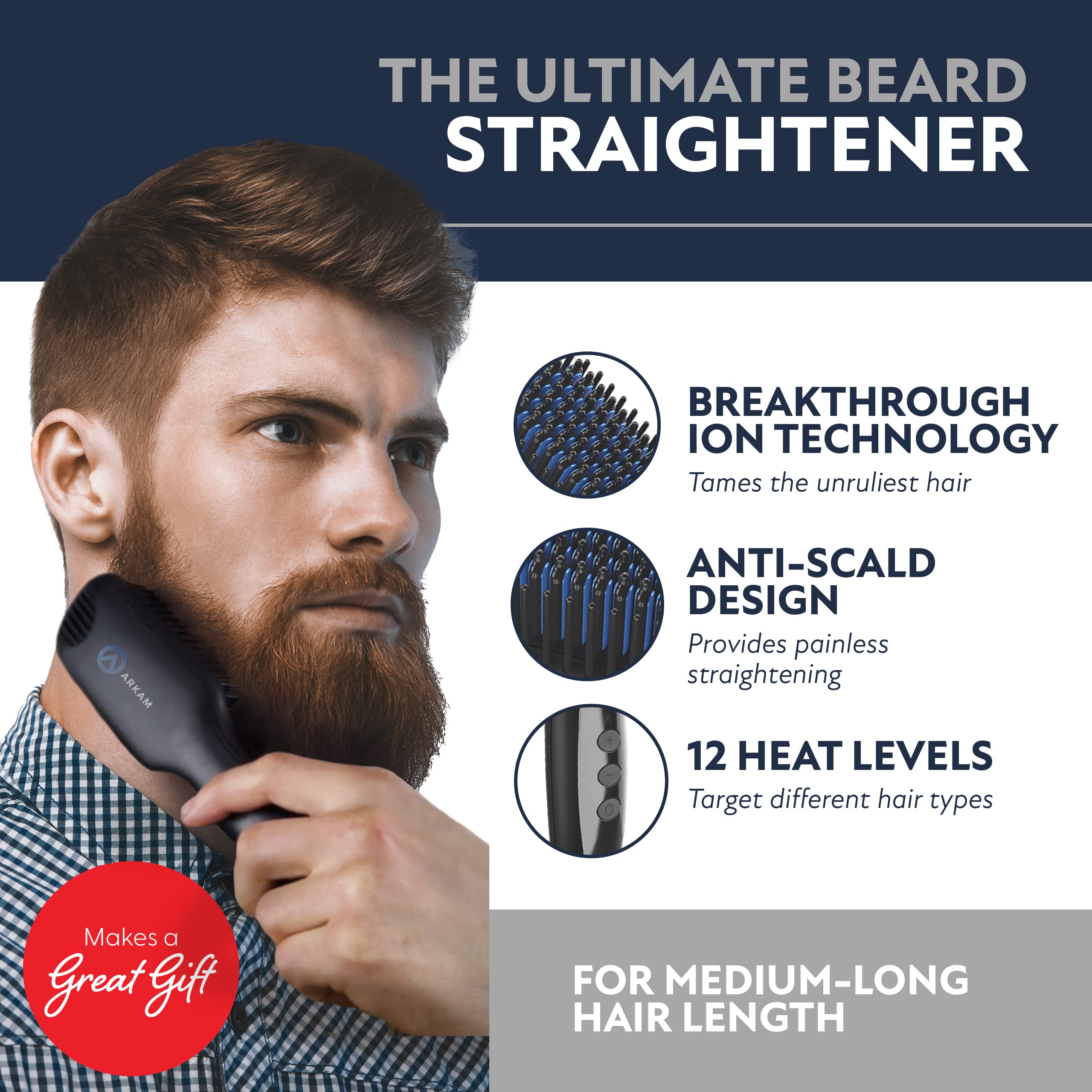 Arkam Deluxe Beard Straightener for Men Ionic Beard Straightening