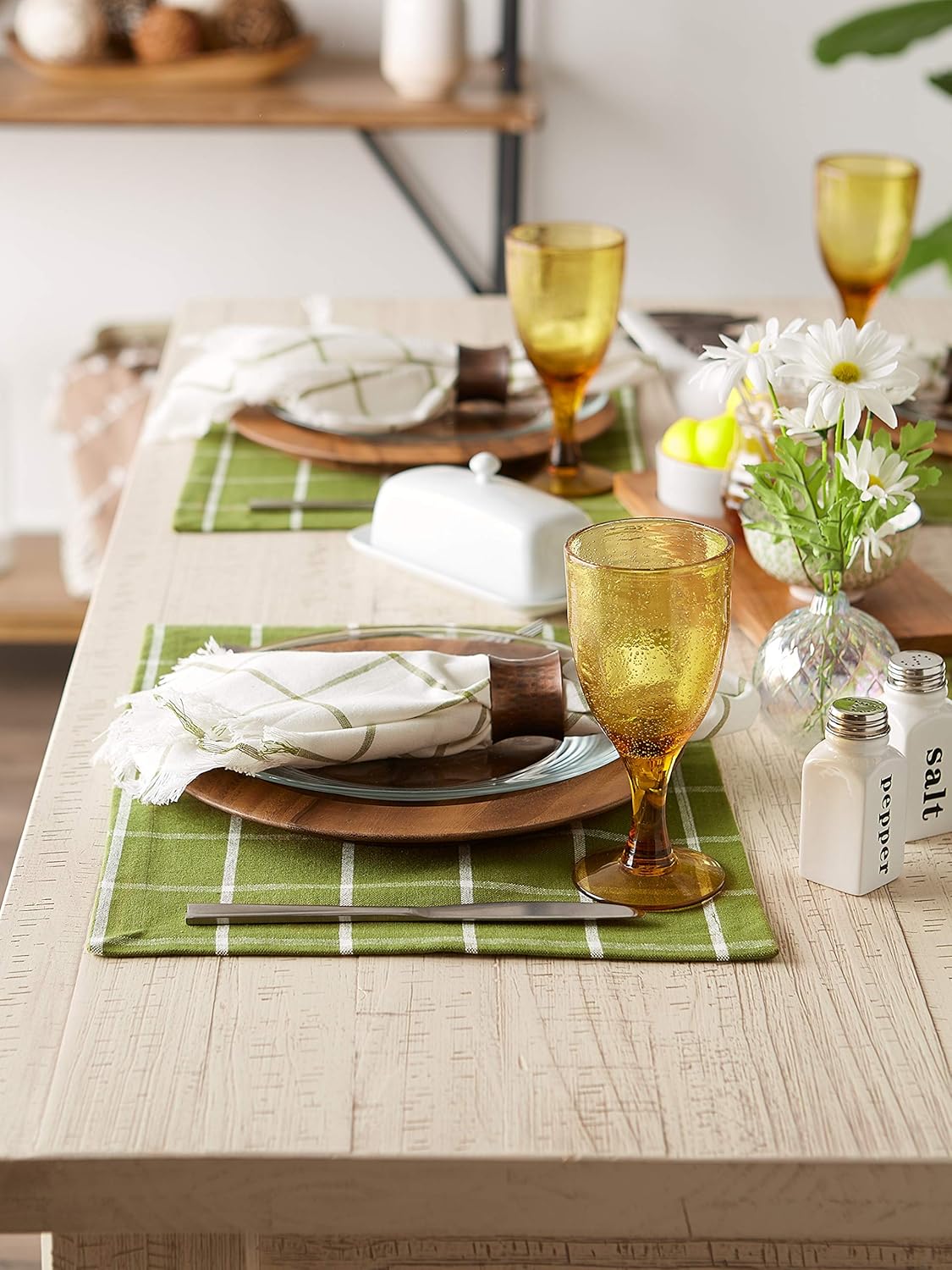 Ventana Green Check Cotton Placemat Set of 6
