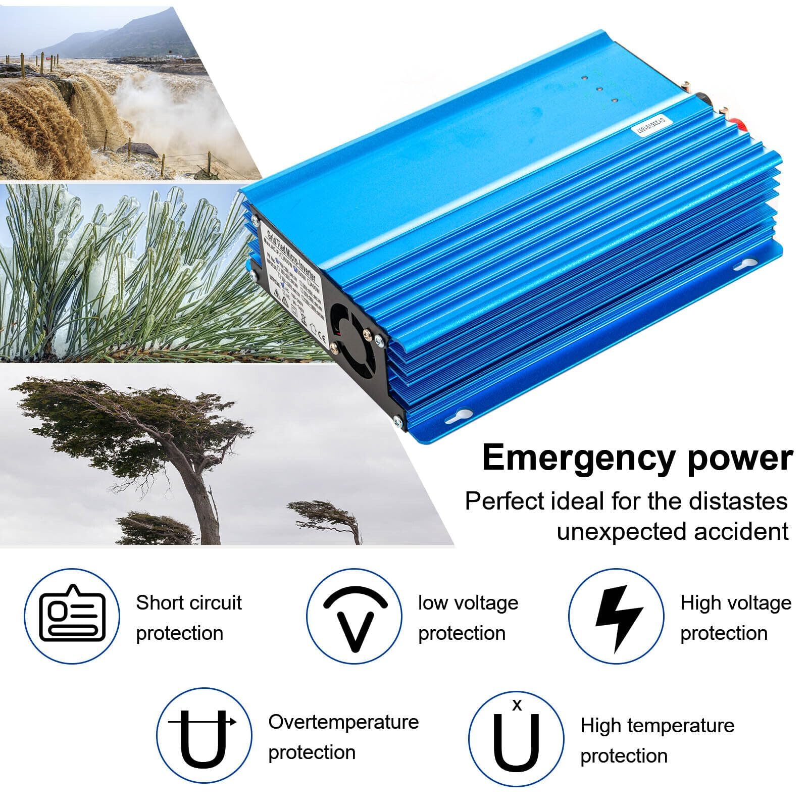 500W Solar Mikro Wechselrichter 230V AC, DC 16-28V Eingang für 12V Solarpaneele Batterien, Plug & Play