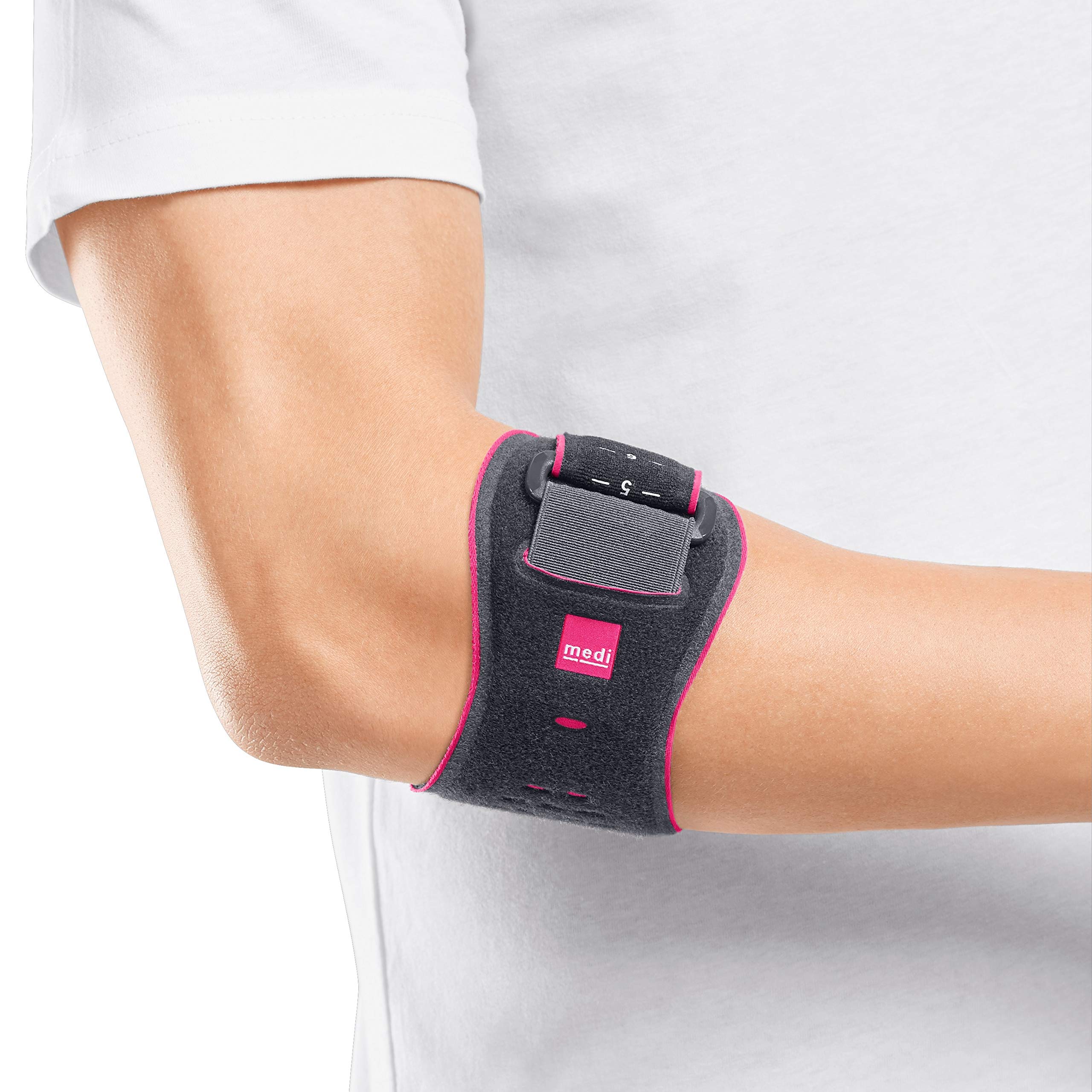 medi Epibrace - Epicondylitisspange unisex - grau/pink - Unterarmbandage zur Schmerzlinderung der Sehnenansätze - Beidseitig tragbar - Tennisarm oder Golferarm