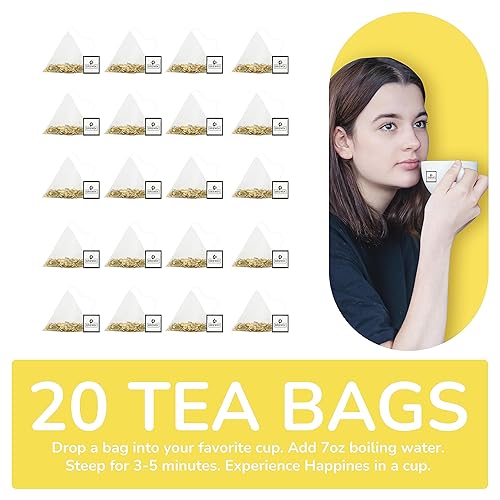 Miniatura 6 de BREWIX, Bolsas de té de hierbas Ashwagandha de cúrcuma (20 bolsas de té piramidales) Ingredientes reales de la India, sin cafeína y naturalmente sin