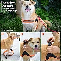 Vista 3 de Arnés para perro sin tirones, ultra suave, transpirable, acolchado, para mascotas, 2 botones ajustables, arnés reflectante 3M para mascotas