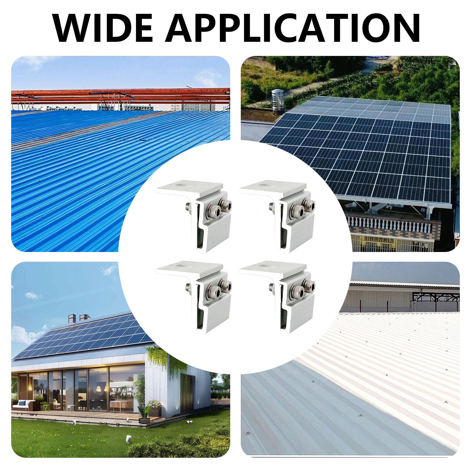 Dachfalzklemme, 10PCS Stehfalzklemme Photovoltaik Halterung aus Aluminium Solar Befestigung Blechdach Stehfalzklemme PV-Dachnahtklemme für Stehfalzdach - 45x52mm
