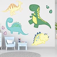 Vista 4 de Decoración de pared de dinosaurio para dormitorios de niños, bonitos dinosaurios y huevos de dinosaurio, hechas en Estados Unidos