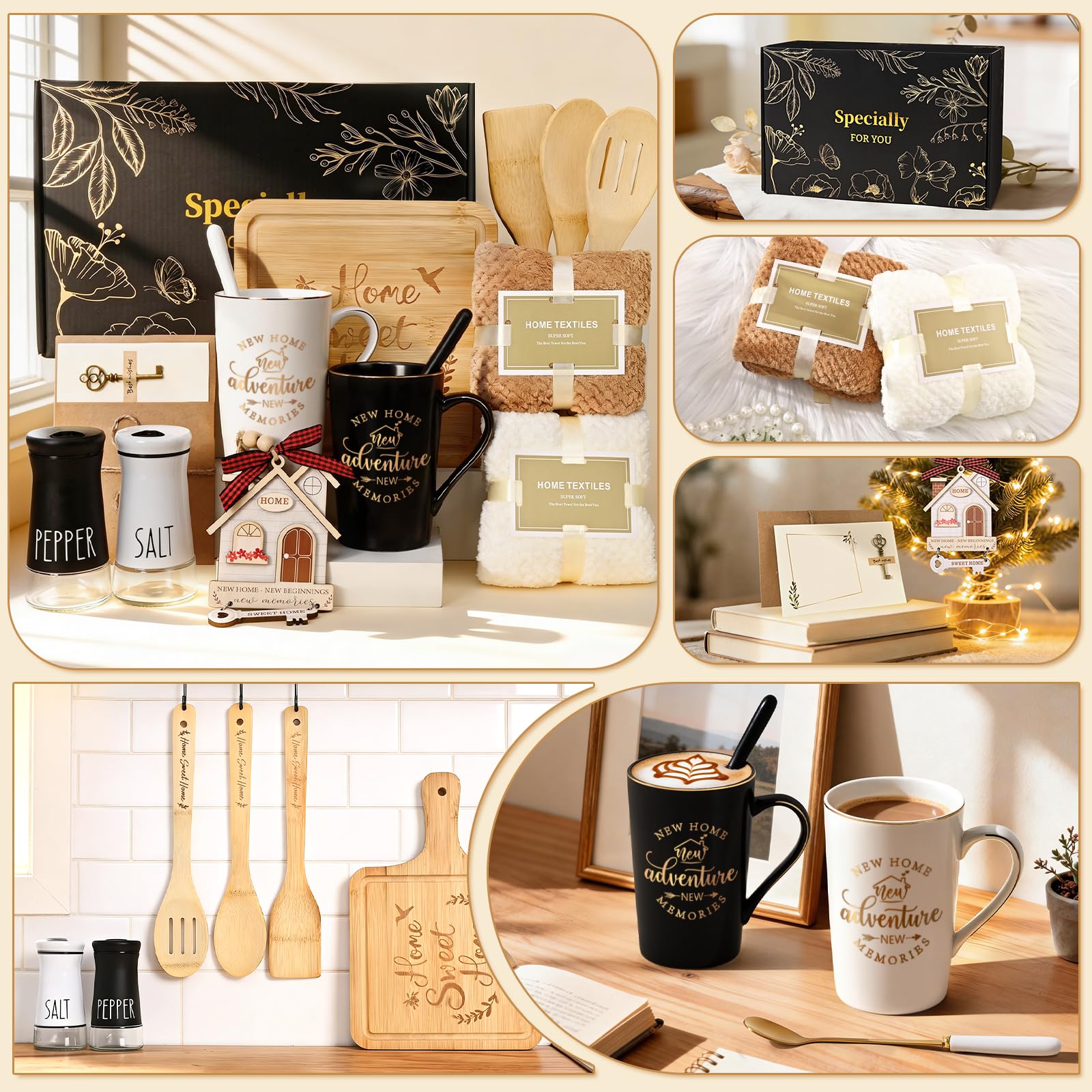 Maustic House Warming Gifts New Home, 14 Pcs New House Gift Basket, Housewarming Present for Homeowners Couples Women, Closing Gifts for Home Buyers