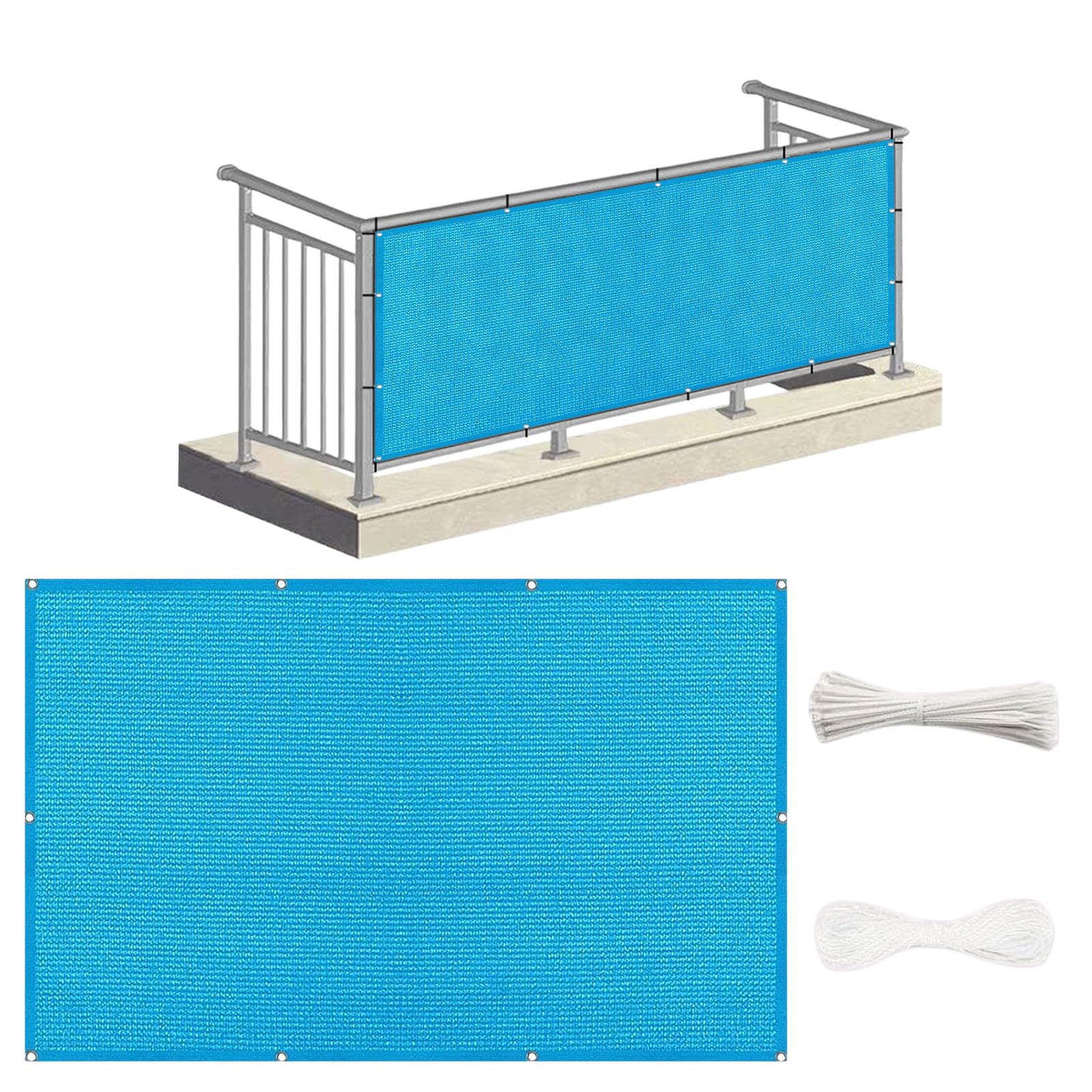 Cache-vue de balcon bleu ciel 240x280, protection solaire pour vos déjeuners en terrasse