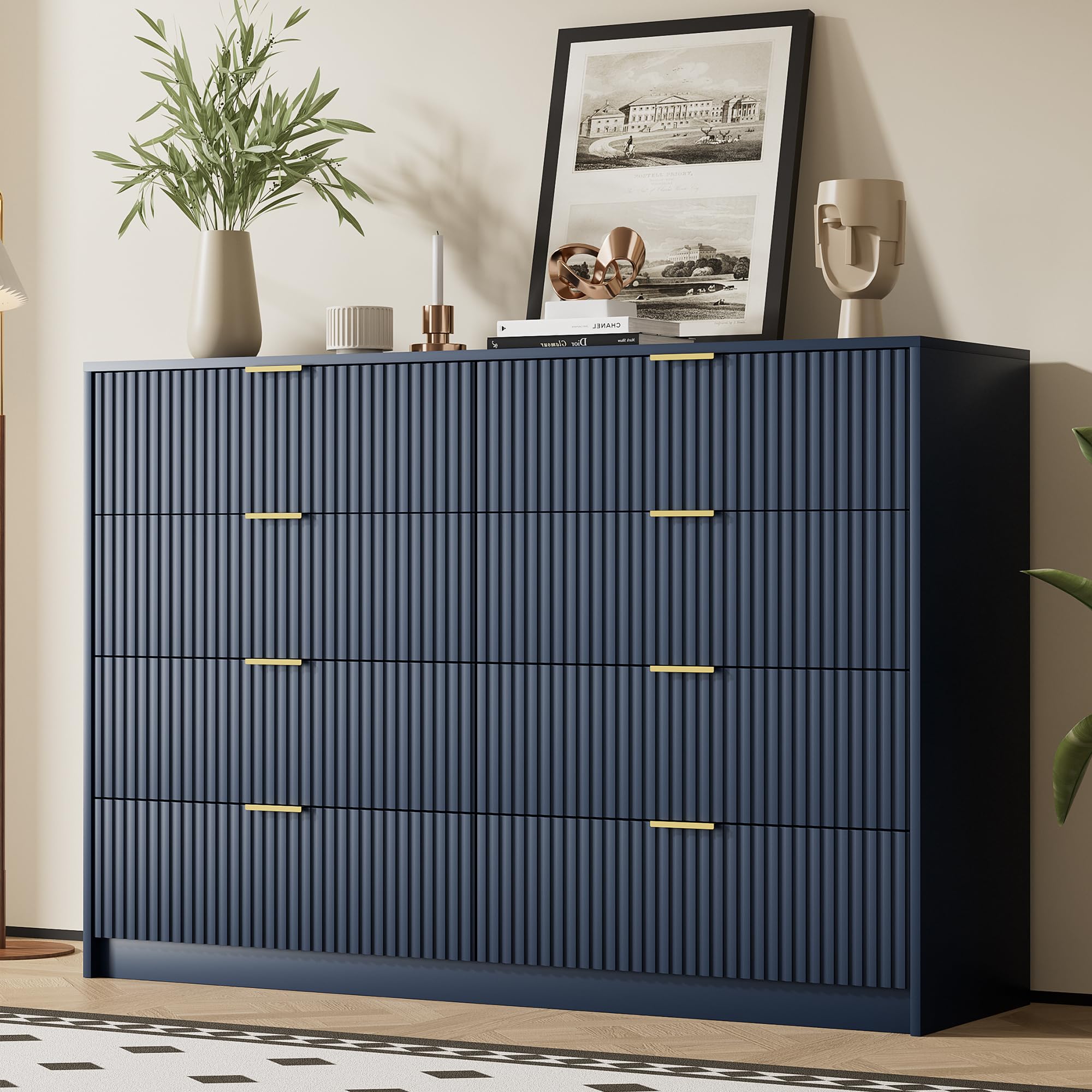 navy blue dresser set Landocken Brown/Blue Dresser and Mirror – Luna Furniture main image 0
