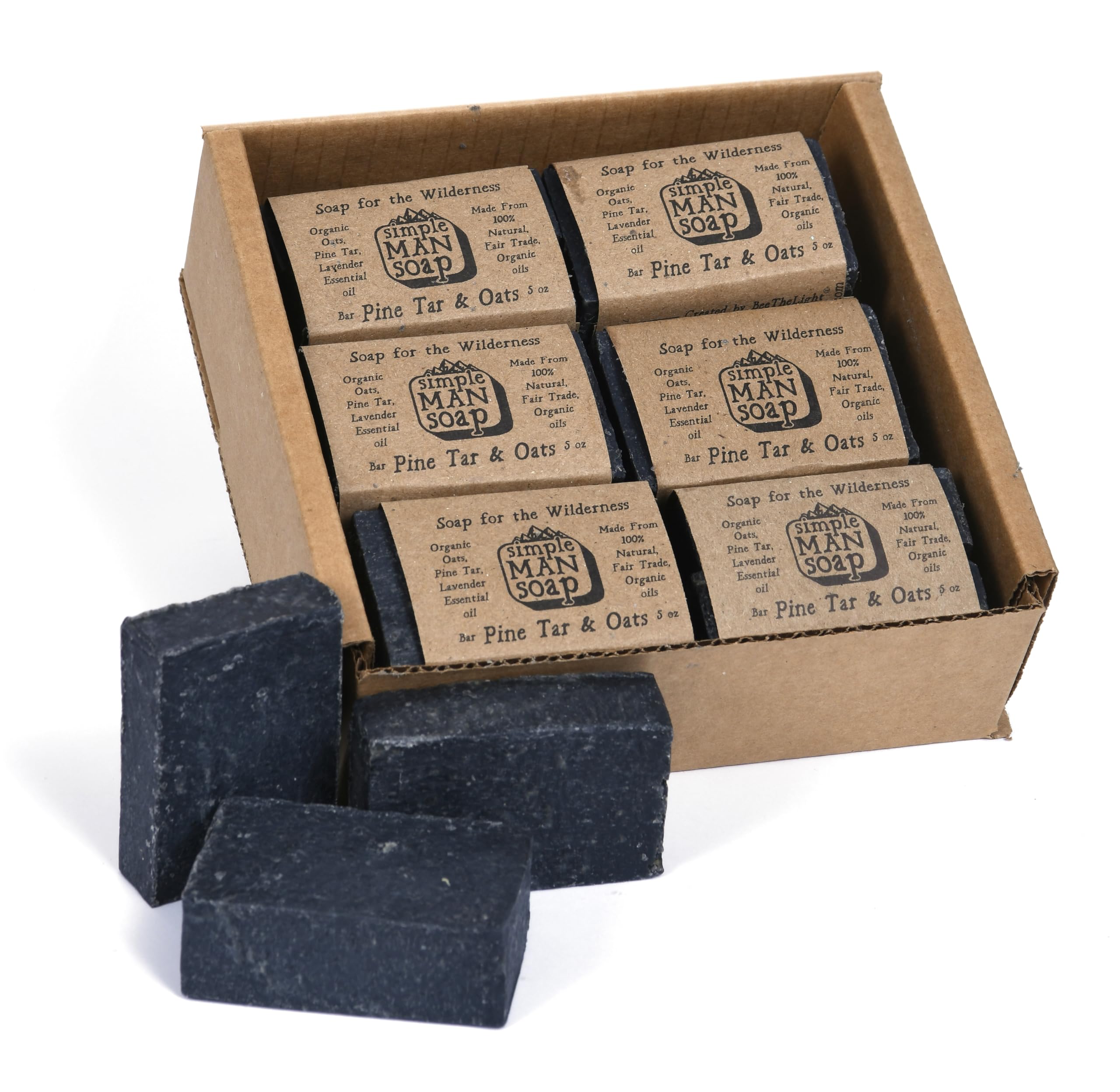 Bee The Light SimpleMan Soap Bar (Pine Tar and Oat) - Men’s soap with Organic & Fair Trade Essential Oils - All Natural, Handmade Man Bath Soap