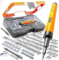 Chave de Fenda Eletrica, Kit Chave de Fenda Elétrica Potente, Chave Eletrica de 100 Peças, Kit Ferramentas Notebook com Acessórios Completos, Chaves de Precisão, Mini Parafusadeira