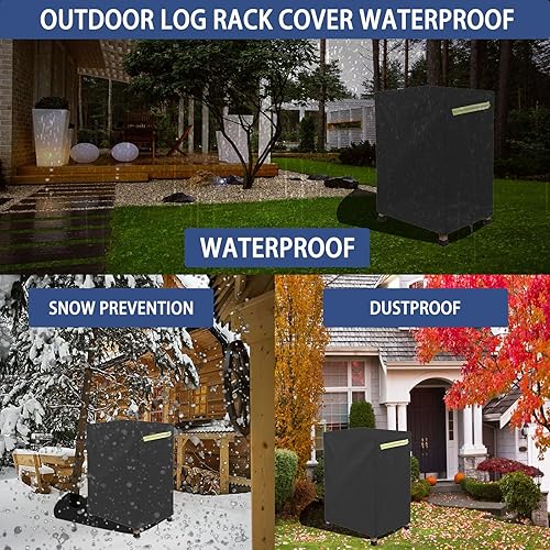 Miniatura 6 de Cubierta para estante de leña, cubierta de madera para exteriores con solapa frontal abierta, cubierta de estantes de leña de 2 pies (solo cubierta)