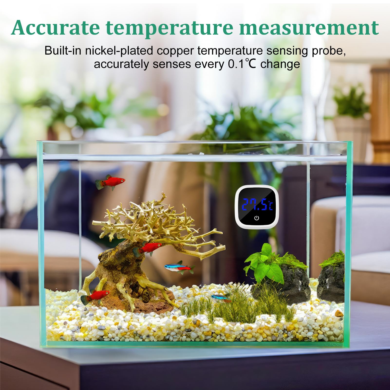 Gallery Detail: Led Touch Display Digital Aquarium Thermometer High Precision Stick On