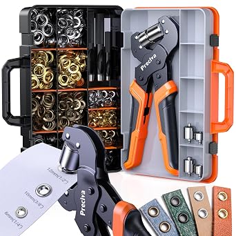Preciva 3-Size Grommet Tool Kit, Screwless Insert Jaws 1/2" 1/4" 3/8"